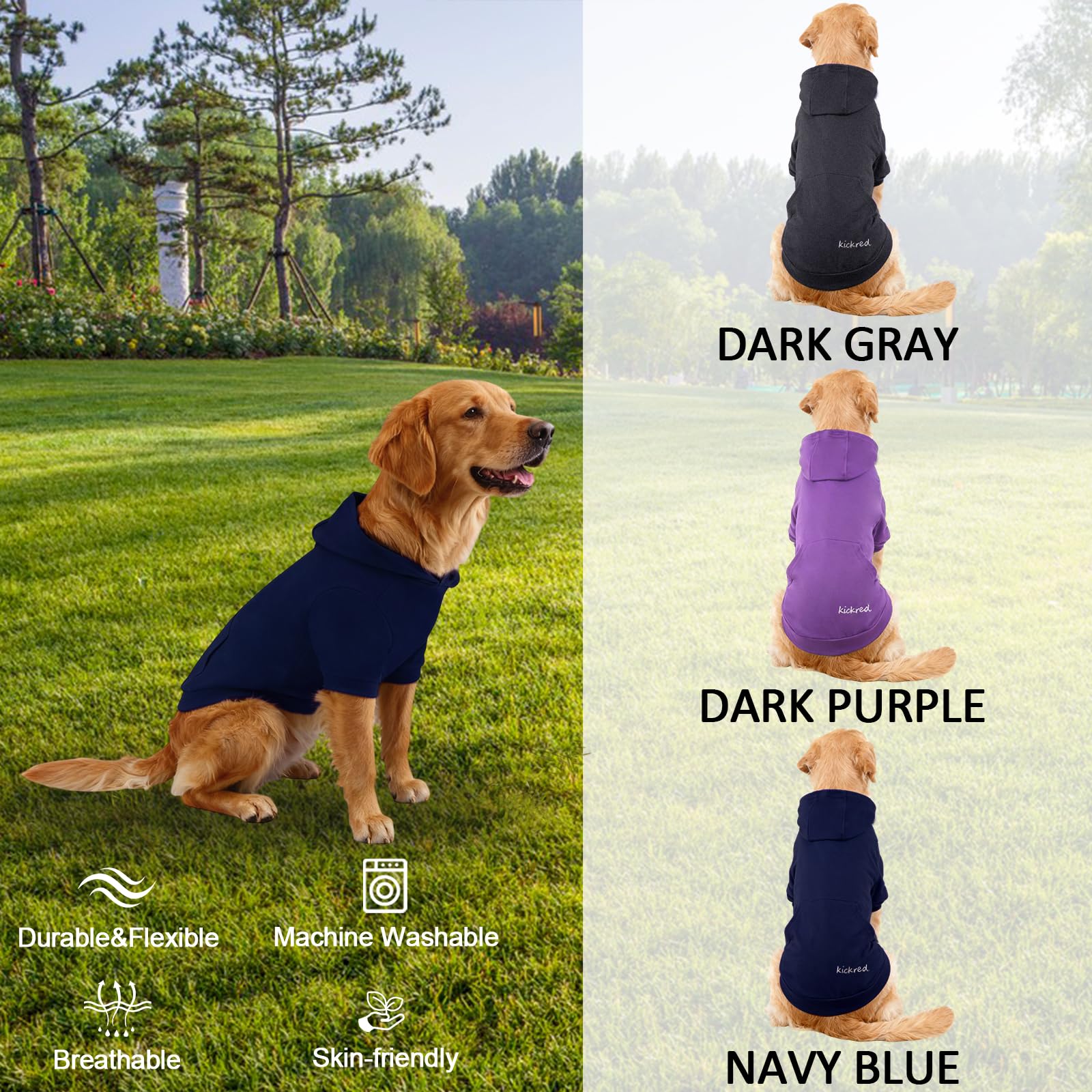 Kickred Basic Dog Hoodie breathable cotton blend supports four-season wear
