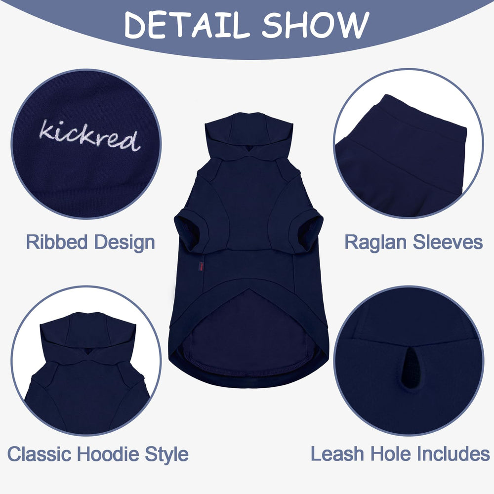 Kickred Basic Dog Hoodie navy back view highlights warmth and fit