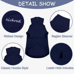 Kickred Basic Dog Hoodie navy back view highlights warmth and fit