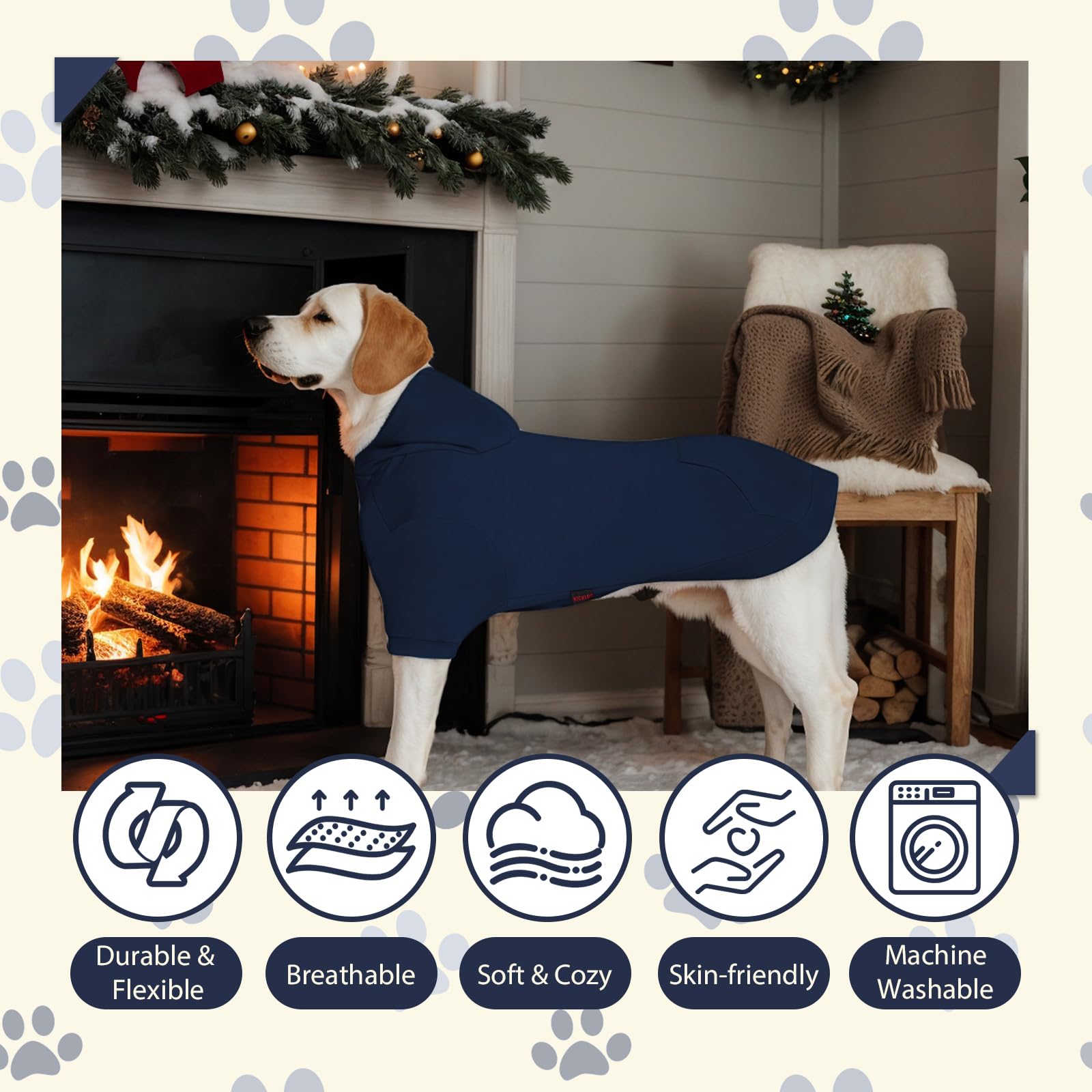 Kickred Basic Dog Hoodie pocket detail shows convenient storage