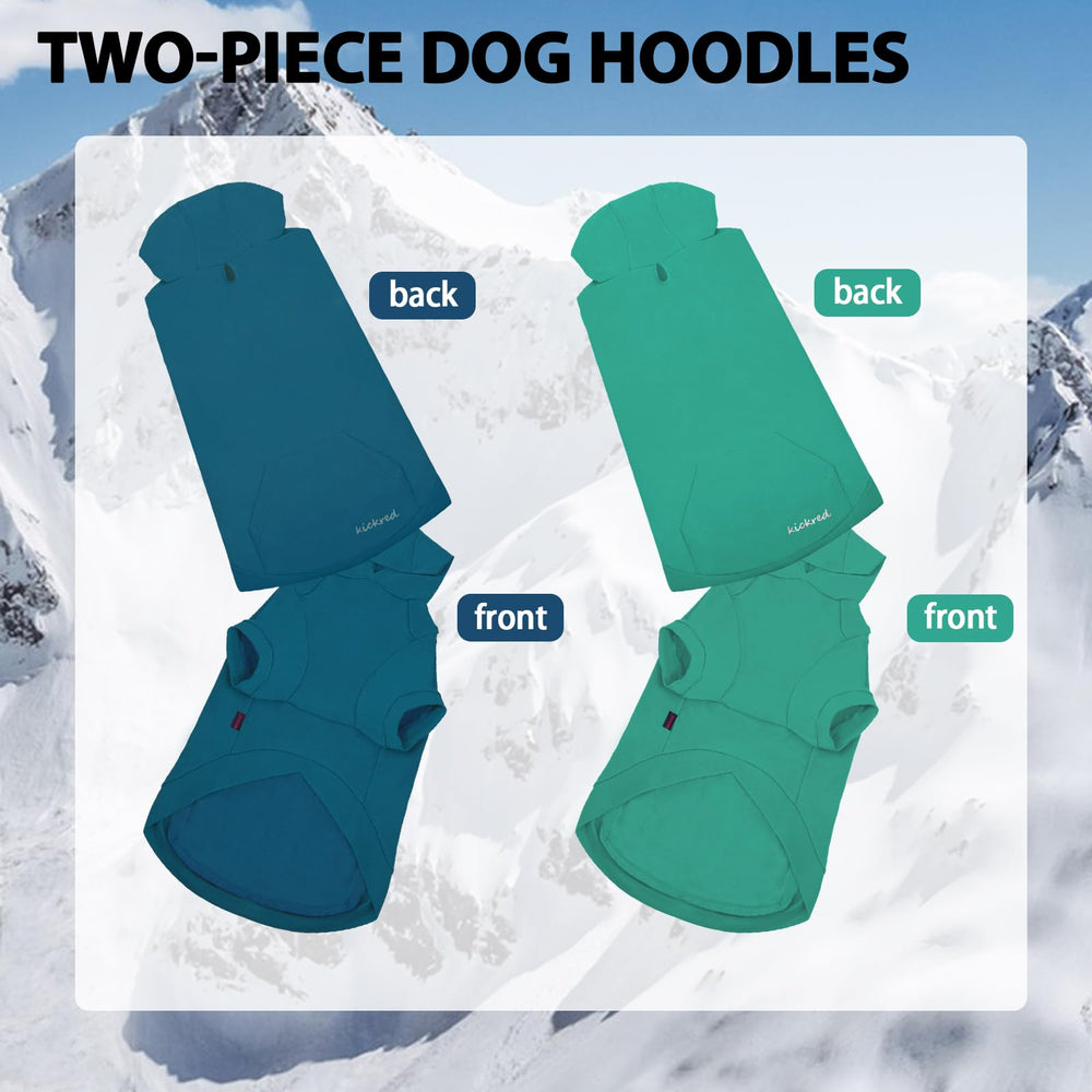 Kickred dog hoodie pocket turquoise detail for small-item storage.