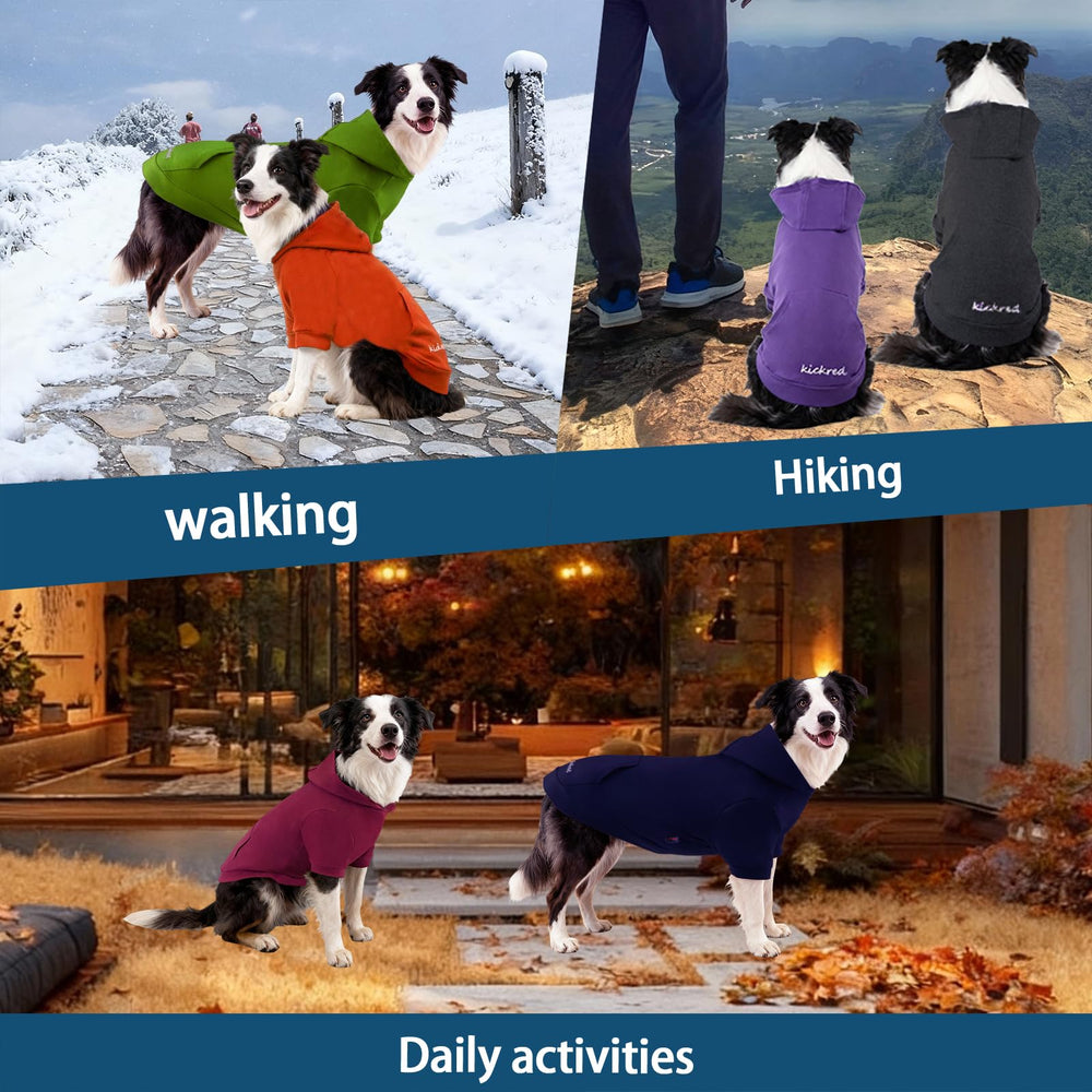 Kickred dog hoodie washable durable fabric for repeated use.