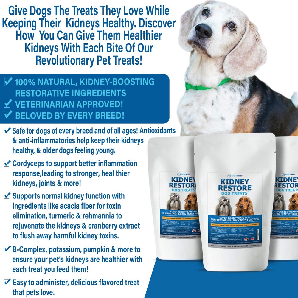 Kidney Restore dog treat featuring antioxidants and vitamins for renal-friendly routines.