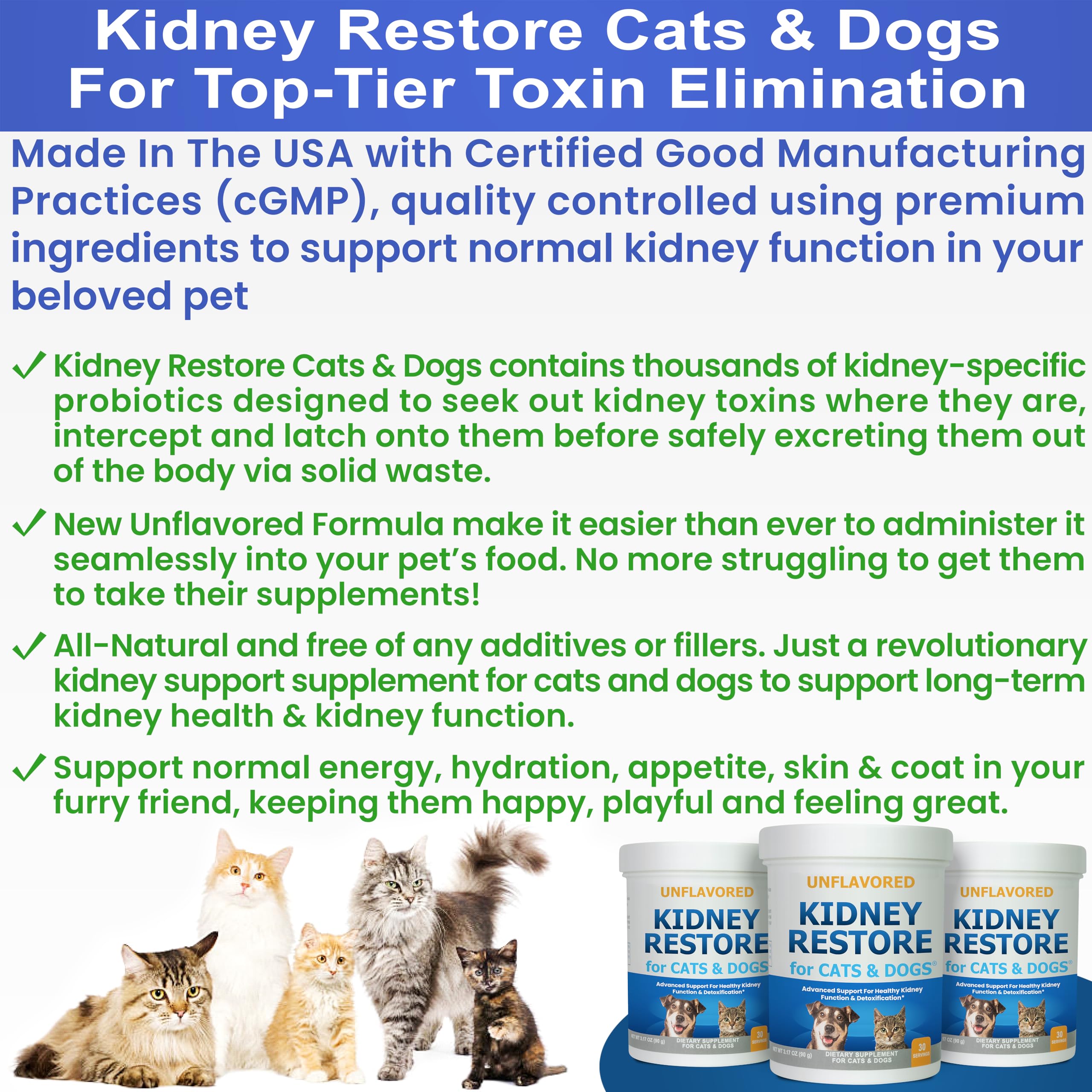 Kidney Restore dog packaging shows safe natural kidney support for canines