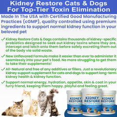 Kidney Restore dog packaging shows safe natural kidney support for canines