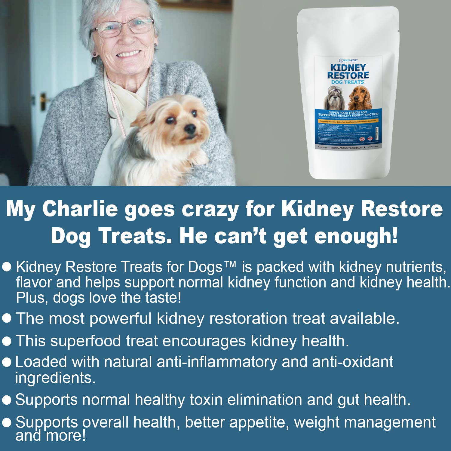 Kidney Restore serving-portion image demonstrates a portion-friendly renal treat.
