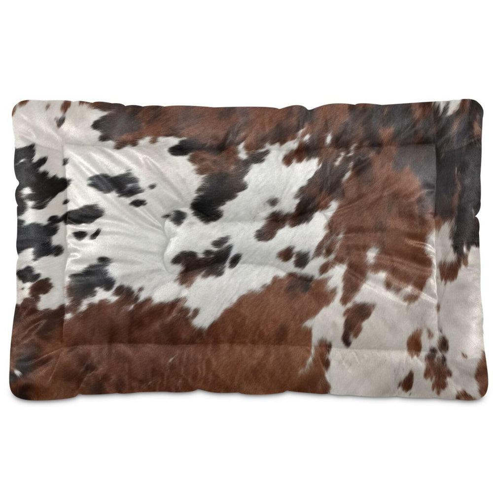 Kigai cow print dog bed 36x24 highlights cozy fleece surface and spacious design.