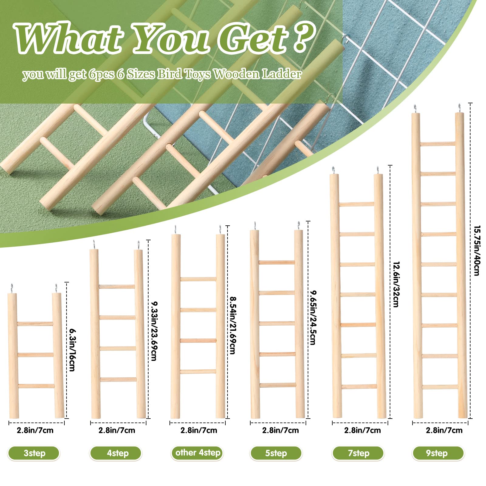 Kigeli wood ladder close-up highlights durable, safe climbing for parrots