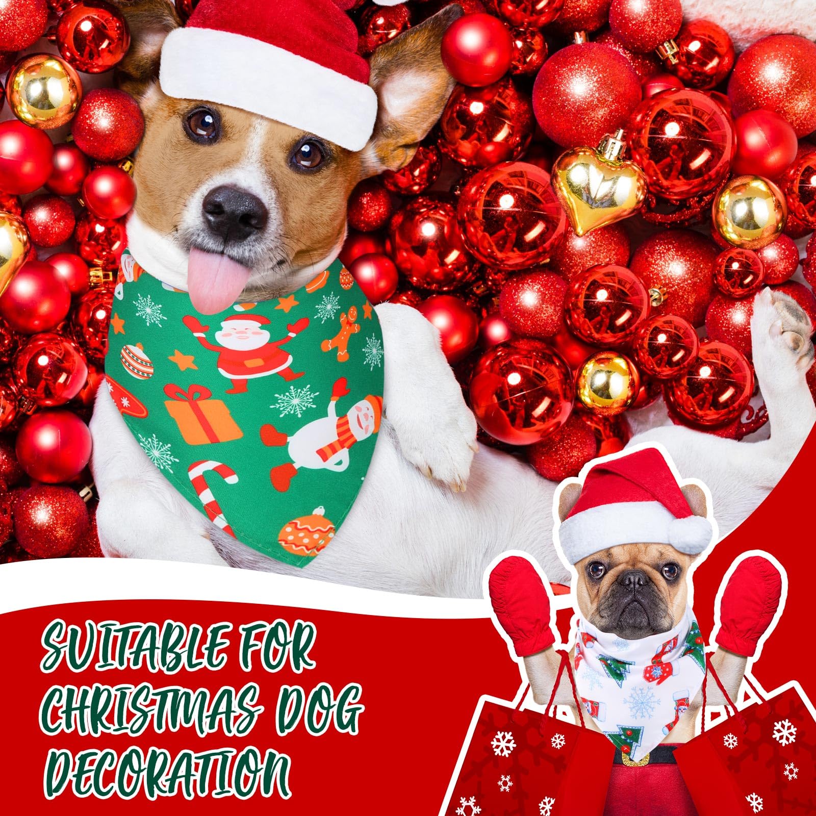 Kigeli Christmas dog bandanas adjustable size for perfect fit.