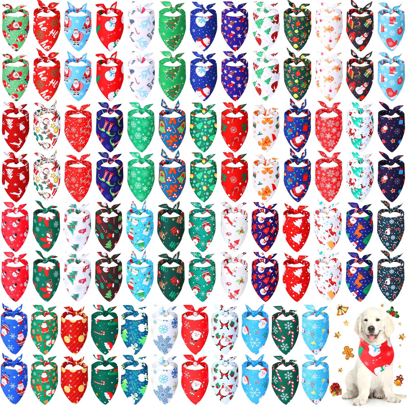Kigeli Christmas dog bandanas with mixed patterns for festive outfits.