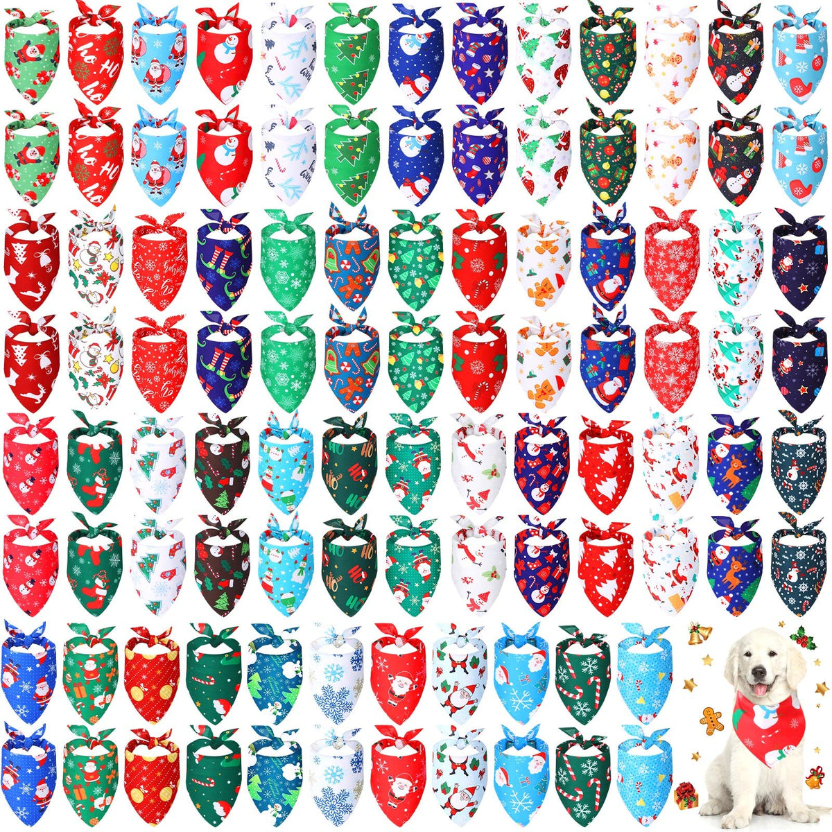Kigeli Christmas dog bandanas with mixed patterns for festive outfits.
