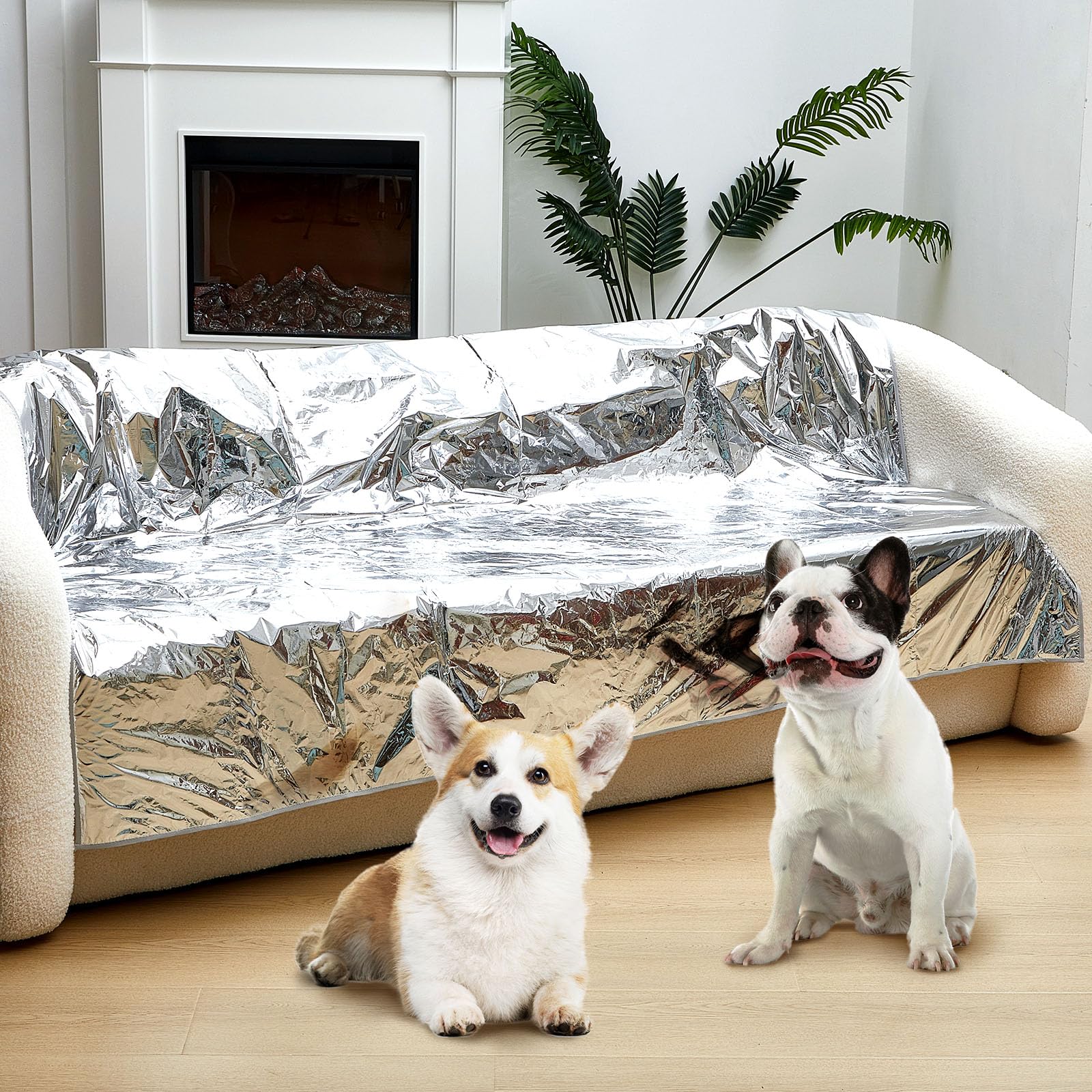Kigley two-pcs pet deterrent mat on couch shows furniture protection with gentle deterrence