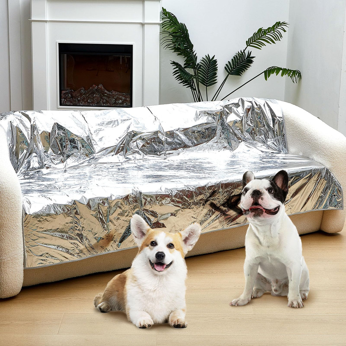 Kigley two-pcs pet deterrent mat on couch shows furniture protection with gentle deterrence