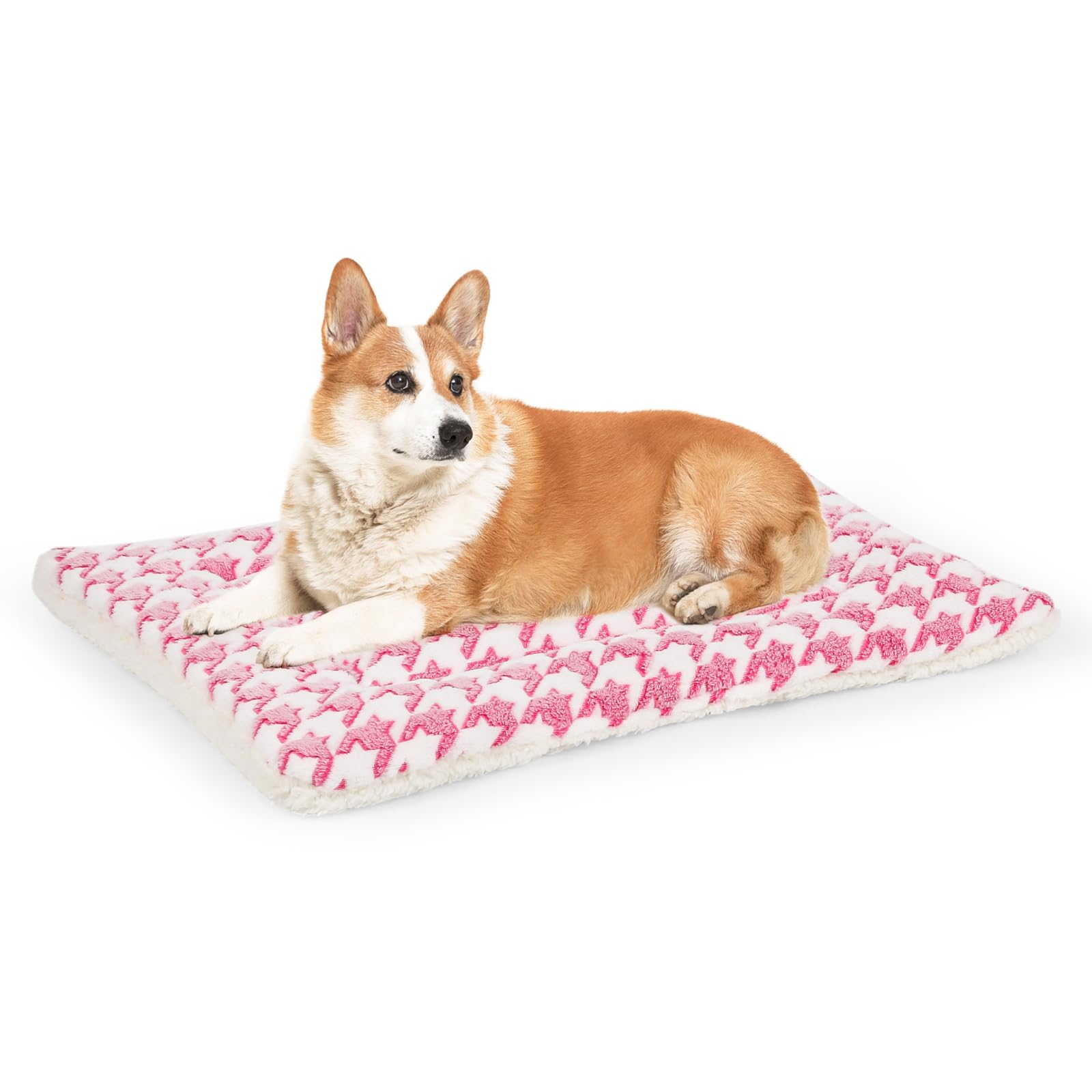 Kigmmro pink dog bed mat close-up shows plush softness for cozy naps.