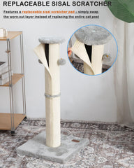 Kilodor cat post showing interactive balls for playtime.