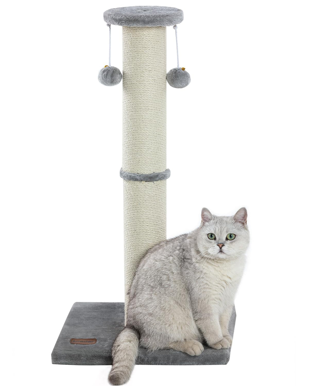 Kilodor interactive cat toy ball on gray post for ongoing play.