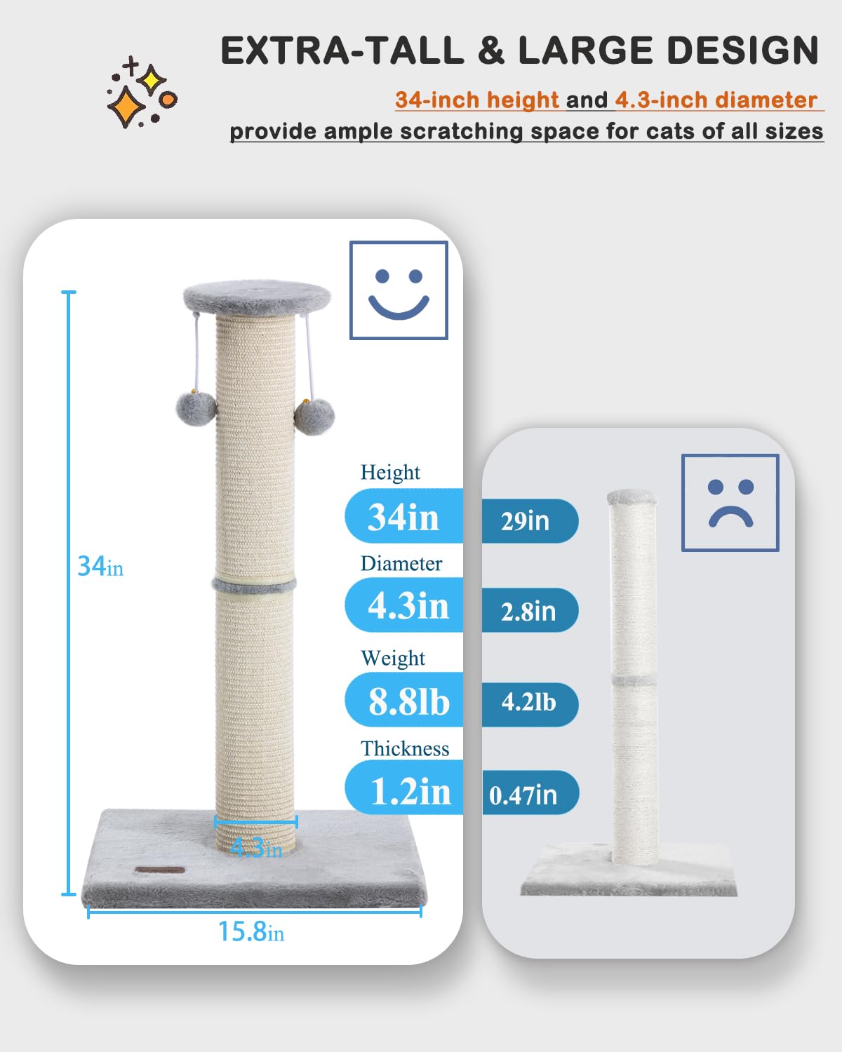 Kilodor replaceable sisal scratcher pad for long-lasting use.