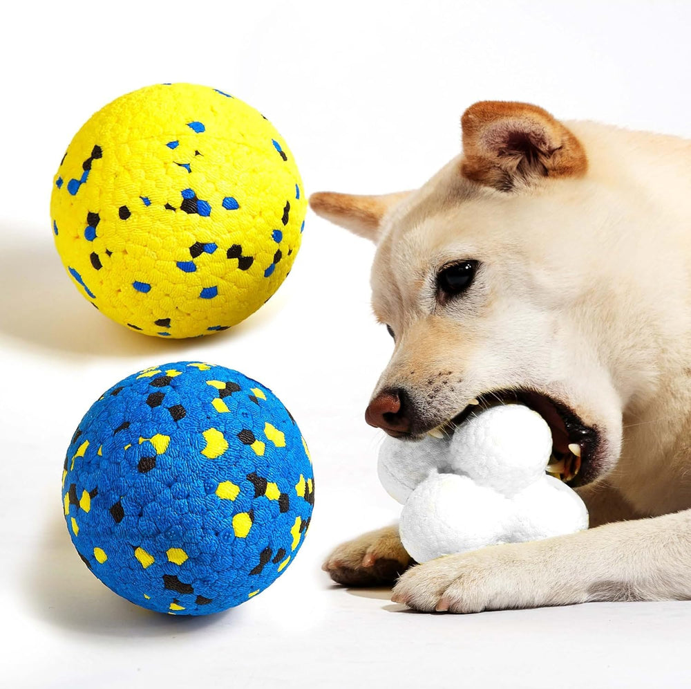 Kimee 3.9-inch dog balls side view for rugged, long-lasting play.