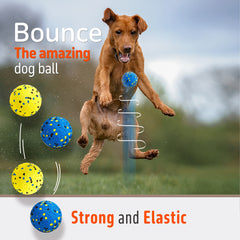 Kimee 3.9-inch dog balls in action with a ball launcher.