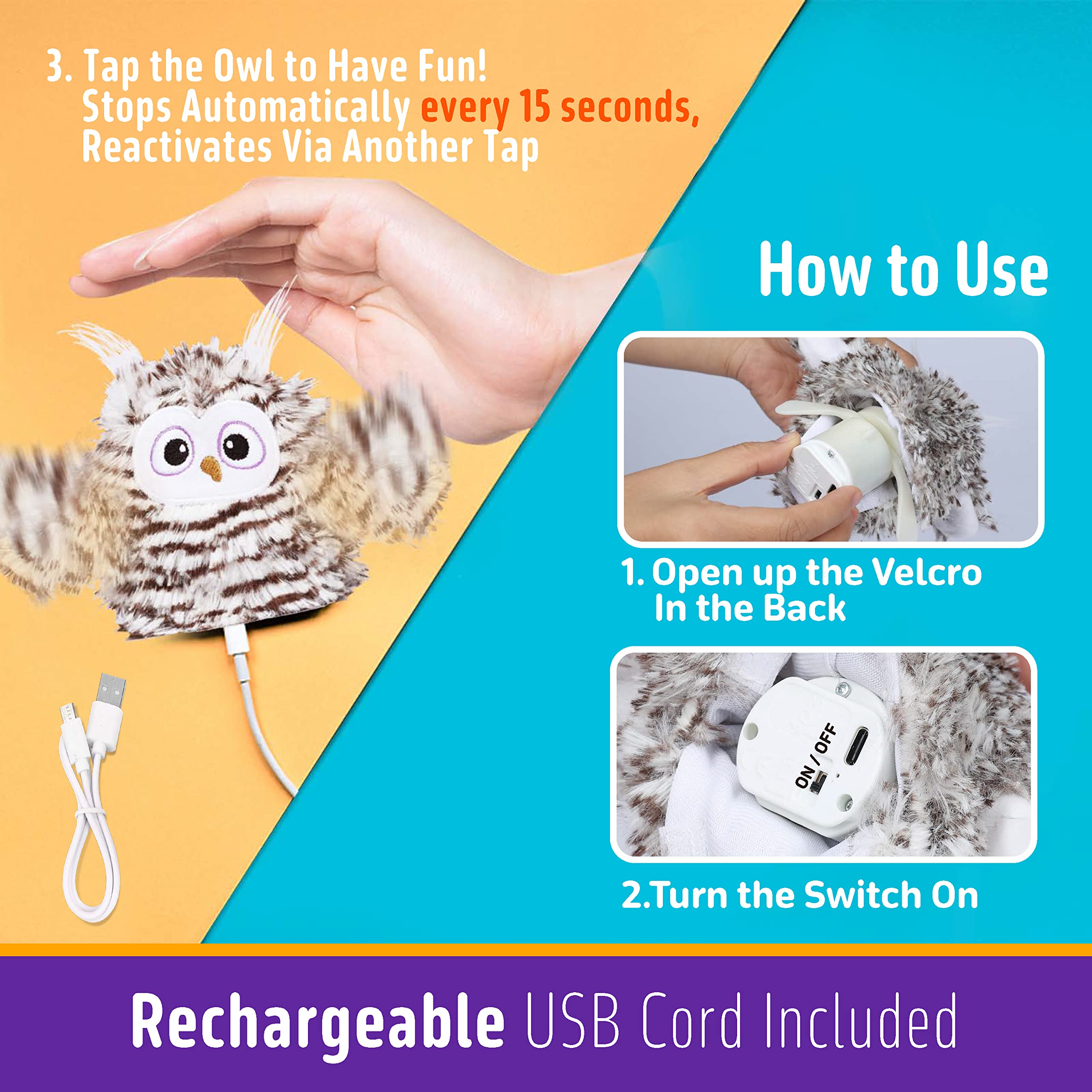 Kimee catnip-infused owl boosts playful energy and interaction without fuss.