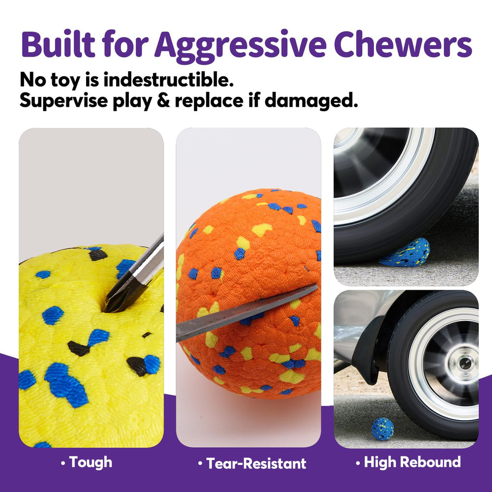 Kimee dog balls 3-pack display highlights value and variety for dogs