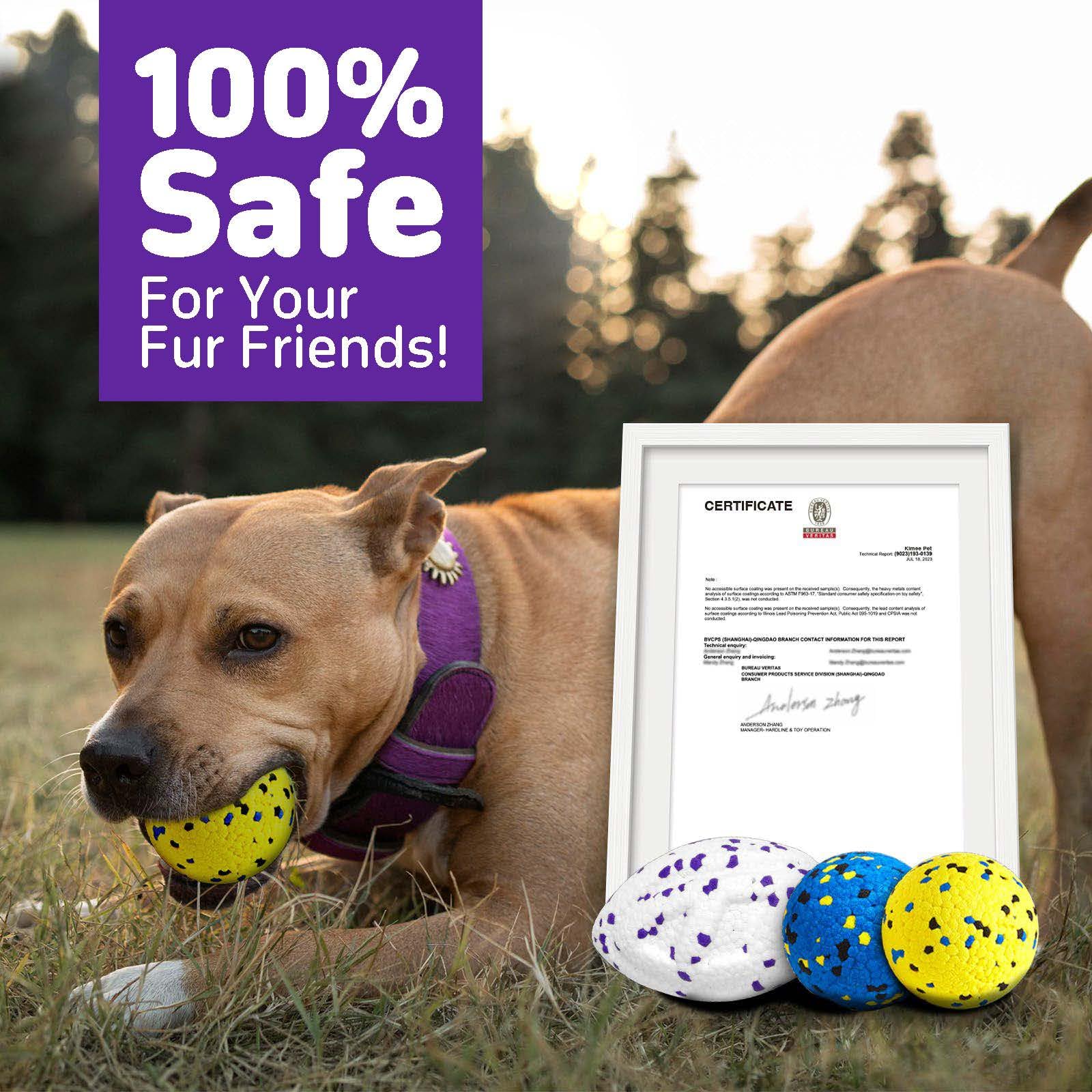 Kimee dog balls aggressive-chewer-design withstands heavy chewing sessions.