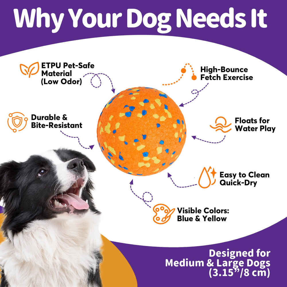 Kimee dog balls orange accent aids tracking while adding stylish contrast