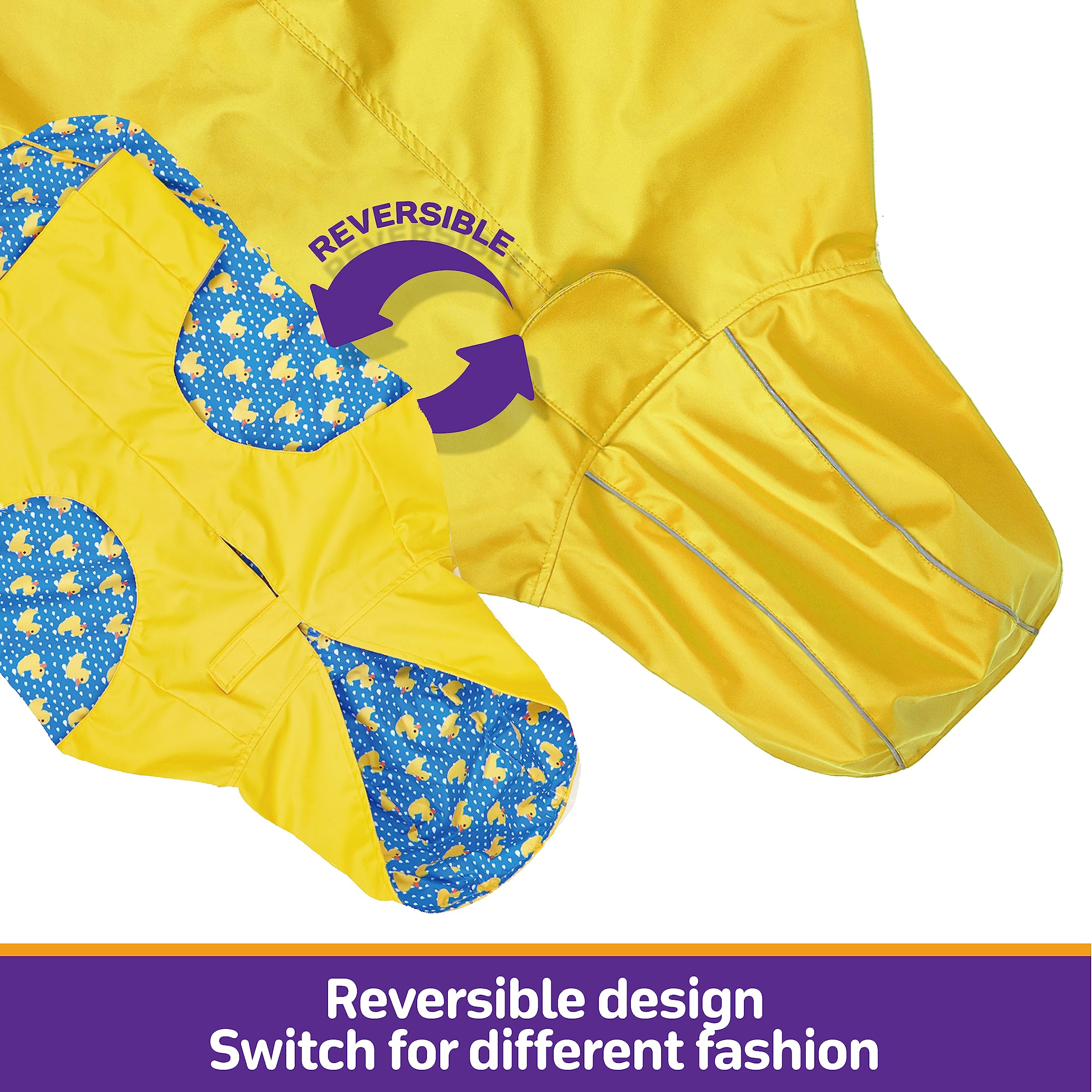 Kimee dog raincoat hooded windproof design provides extra coverage in bad weather.