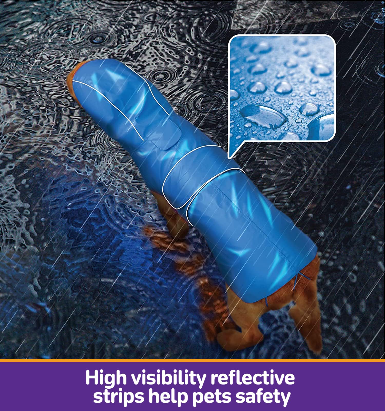 Kimee dog raincoat leash hole demo for easy leash access in rain