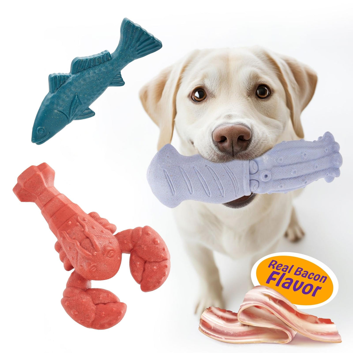 Kimee lobster-design dog toy for durable chewing and ocean-inspired play.
