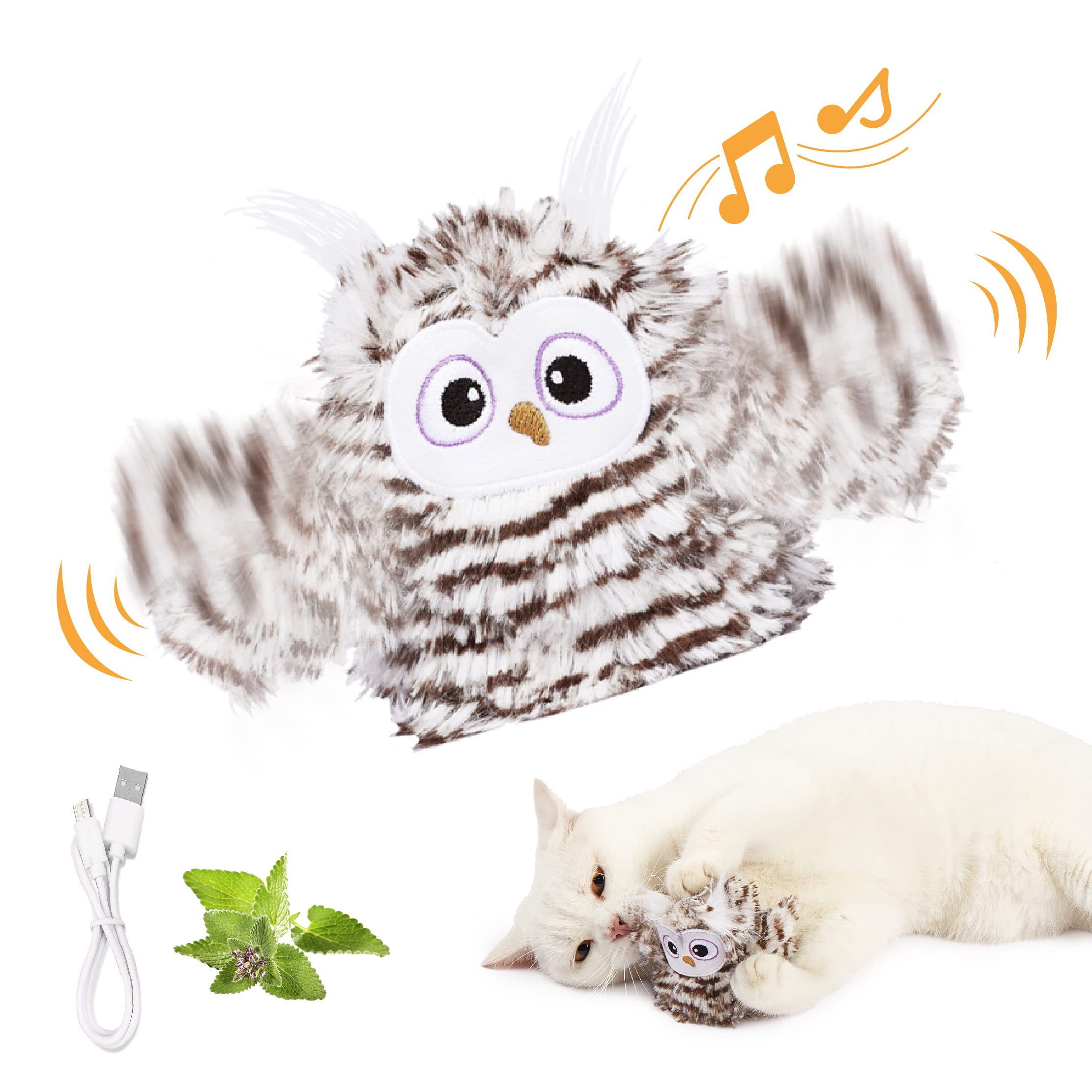 Kimee interactive owl toy cover—the durable fabric supports daily use and easy washing for happy cats.