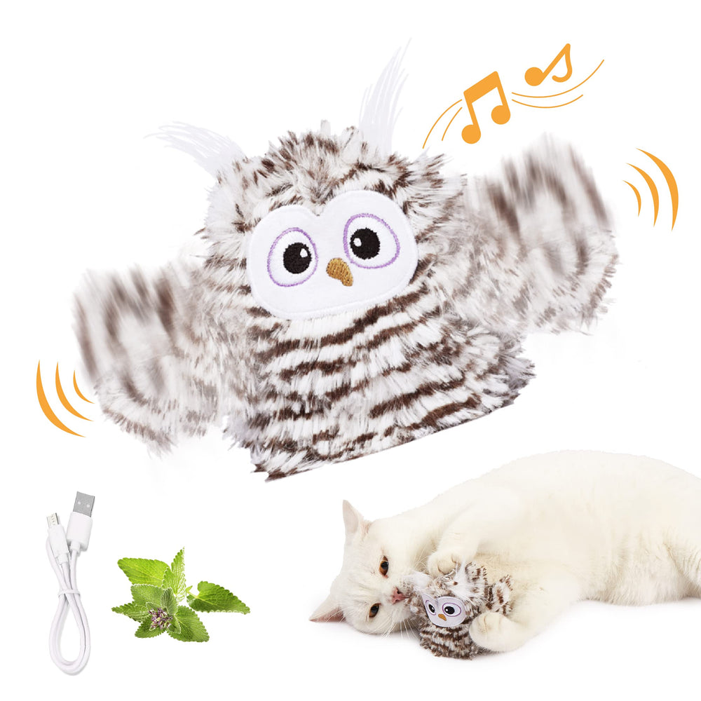 Kimee interactive owl toy cover—the durable fabric supports daily use and easy washing for happy cats.