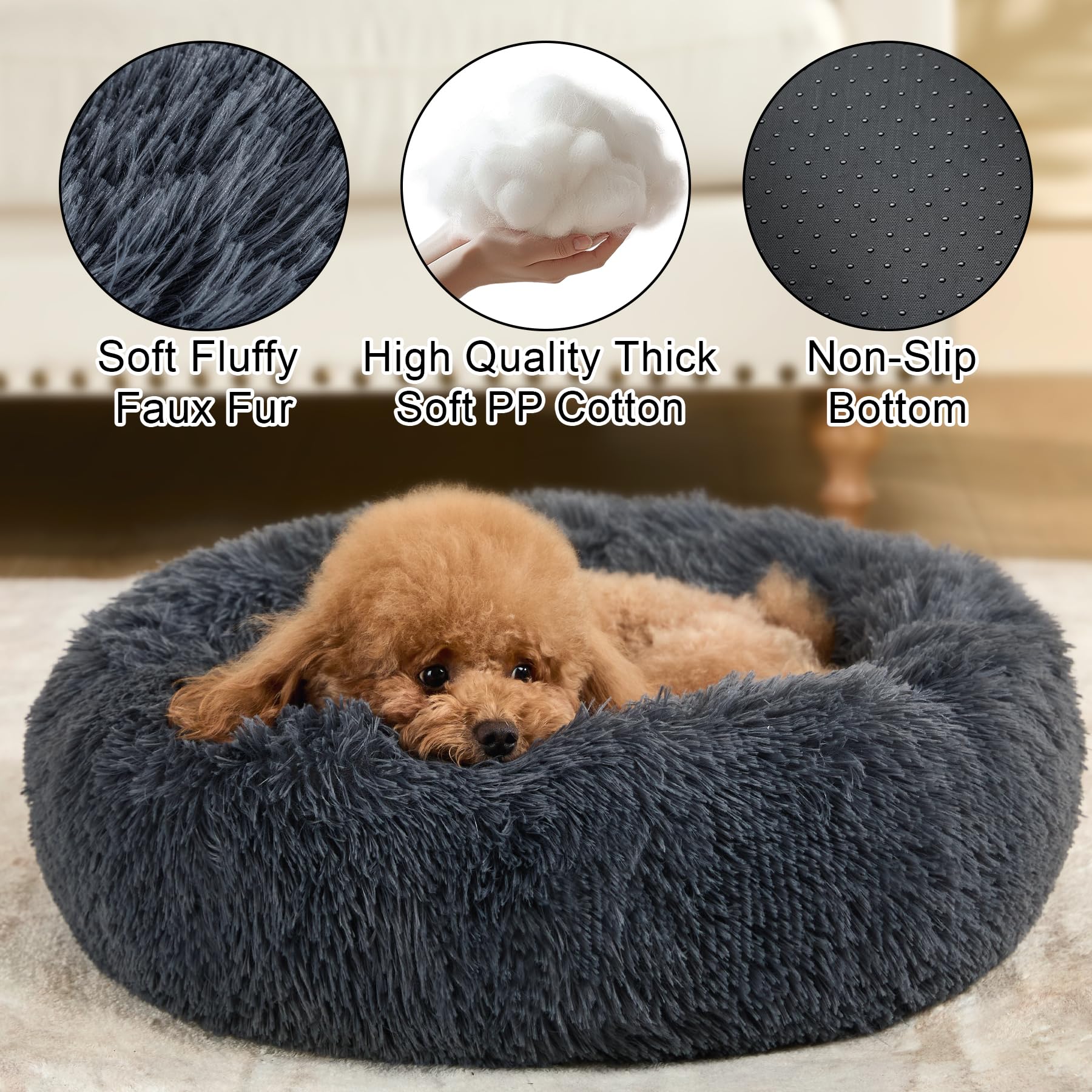 Kimpets dog calming bed side bolster highlights warmth and secure resting space.