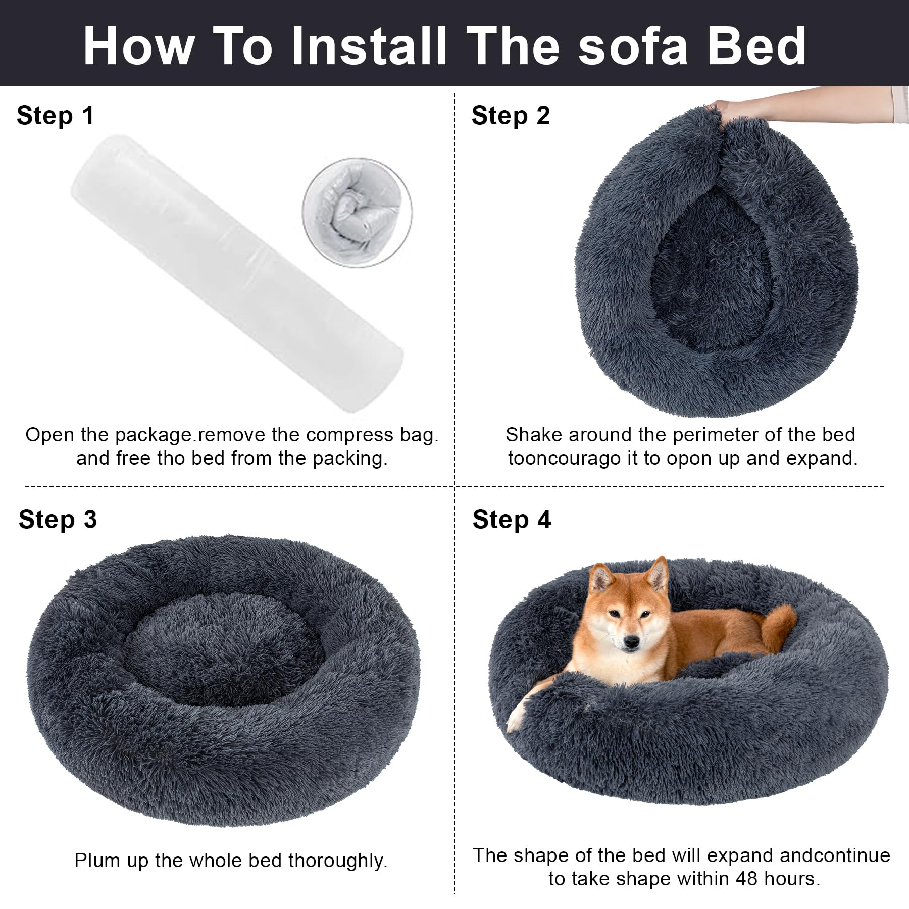 Kimpets dog calming bed washable cover enables easy cleaning.