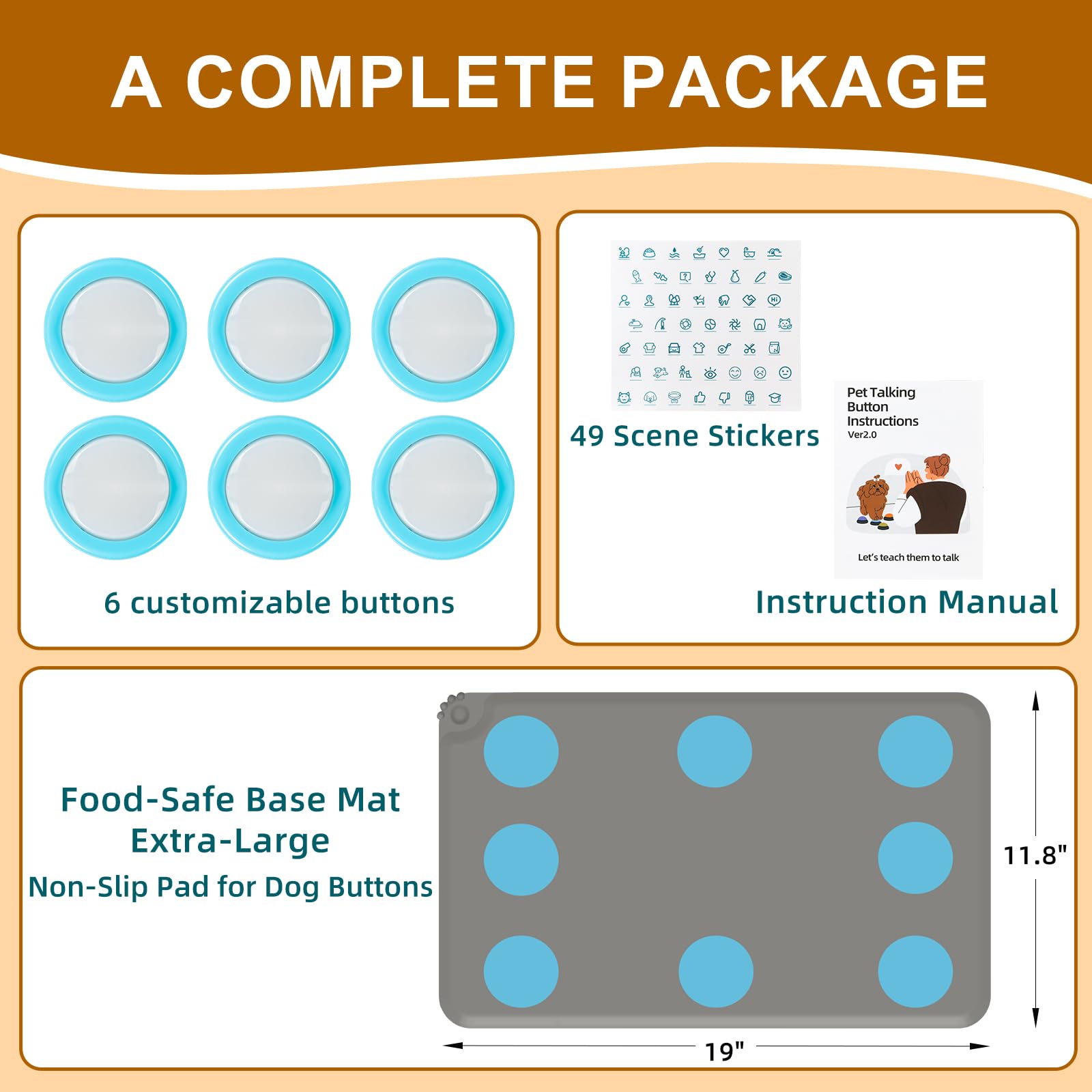 KIMPOK dog buttons non-slip mat keeps the setup clean and organized