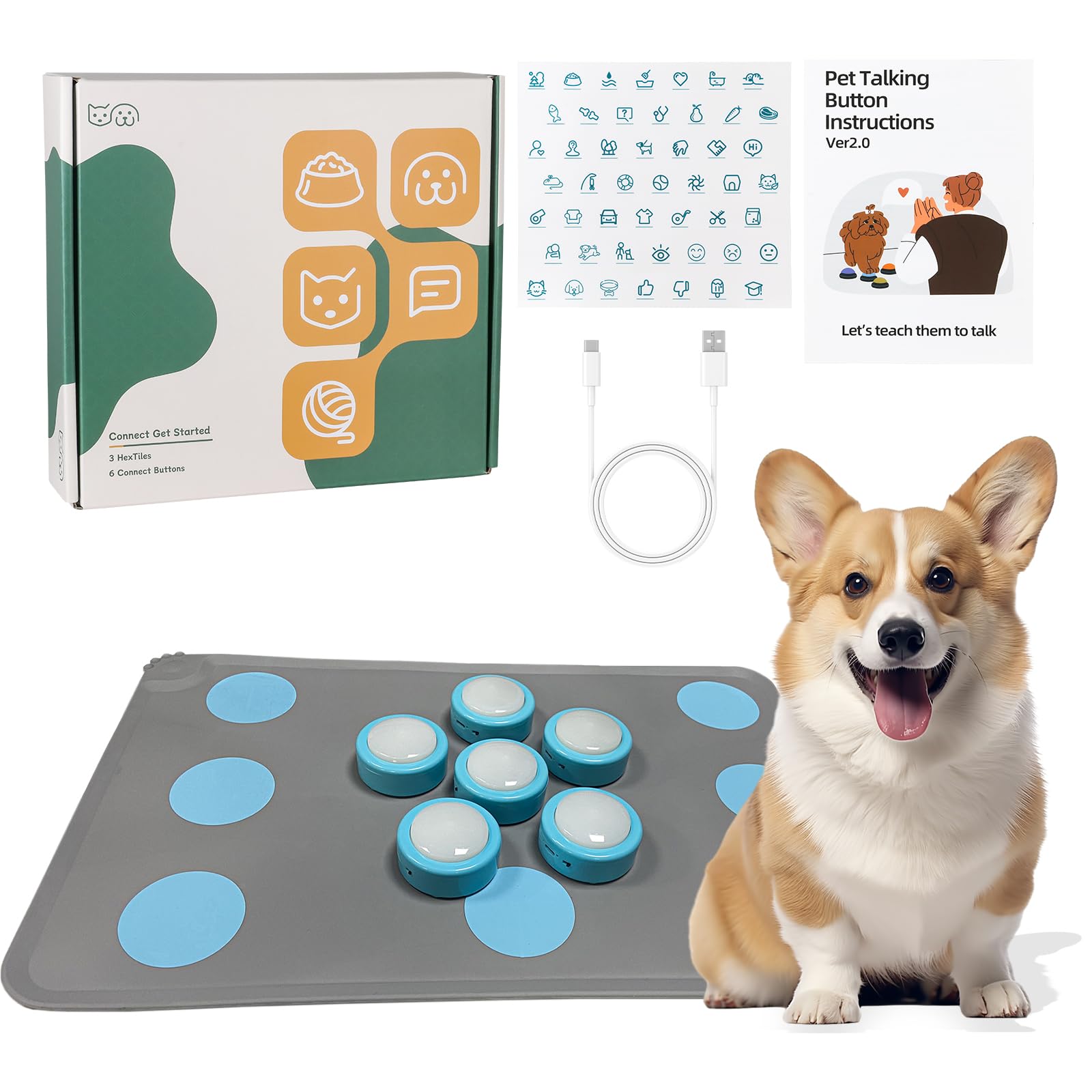 KIMPOK dog buttons rechargeable kit ready for easy setup and quick teaching sessions