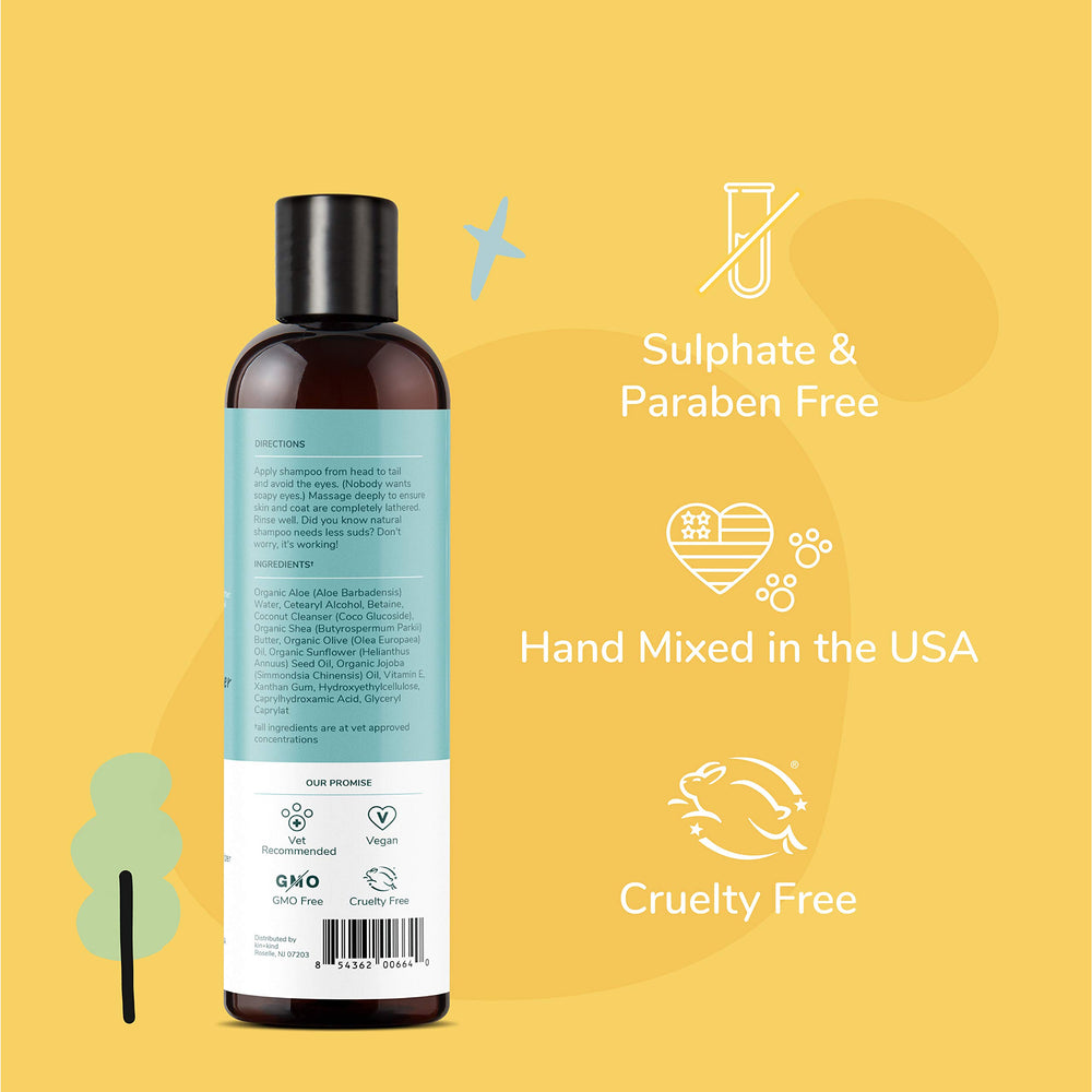 kin+kind fórmula aloe betaína nutre el pelaje sin irritar la piel.