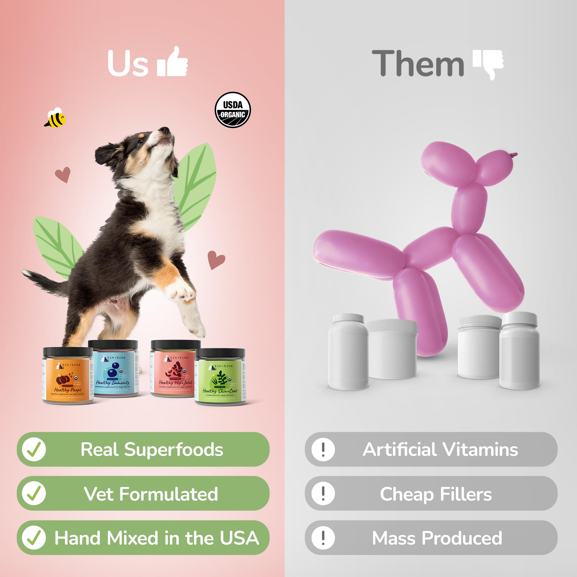Kin+Kind coconut oil for cats bottle pour supports gentle moisture.