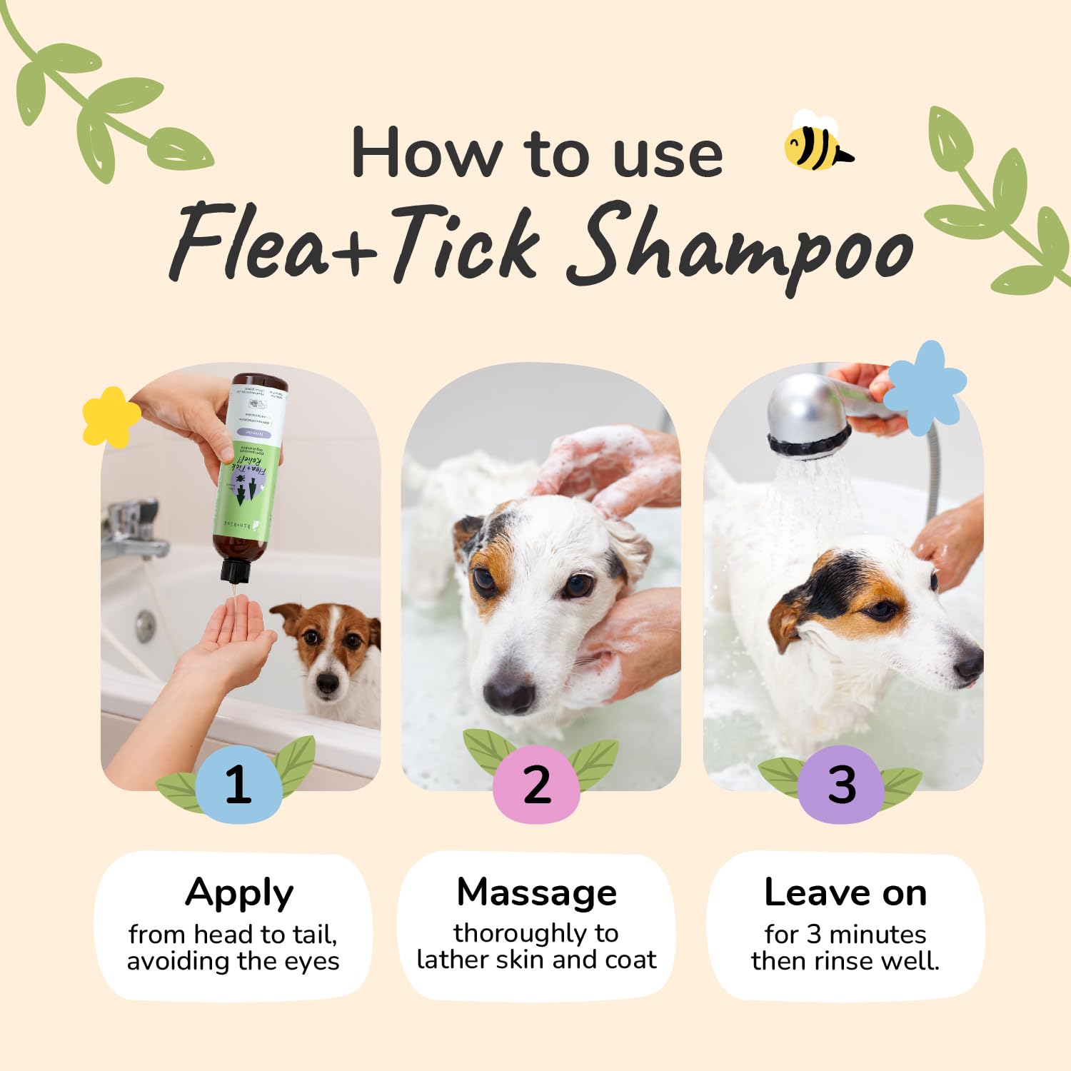 kin+kind dog bath time routine scene showcasing easy lather and rinse.