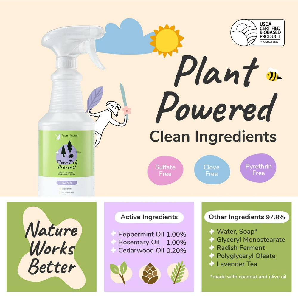 kin-kind flea tick spray indoors near pet bed provides fresh scent