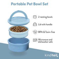 KindTail nesting pet bowls compact design ideal for portable meals and space saving