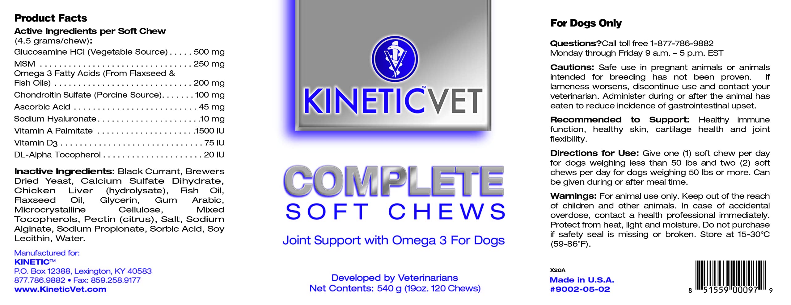 Kinetic Vet Complete Soft Chews treats serving on a dish promotes mobility and skin health