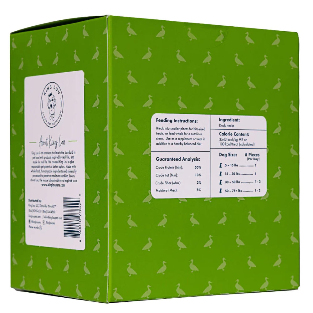 King Lou crunchy duck-neck texture closeup perfect for rewarding chews.