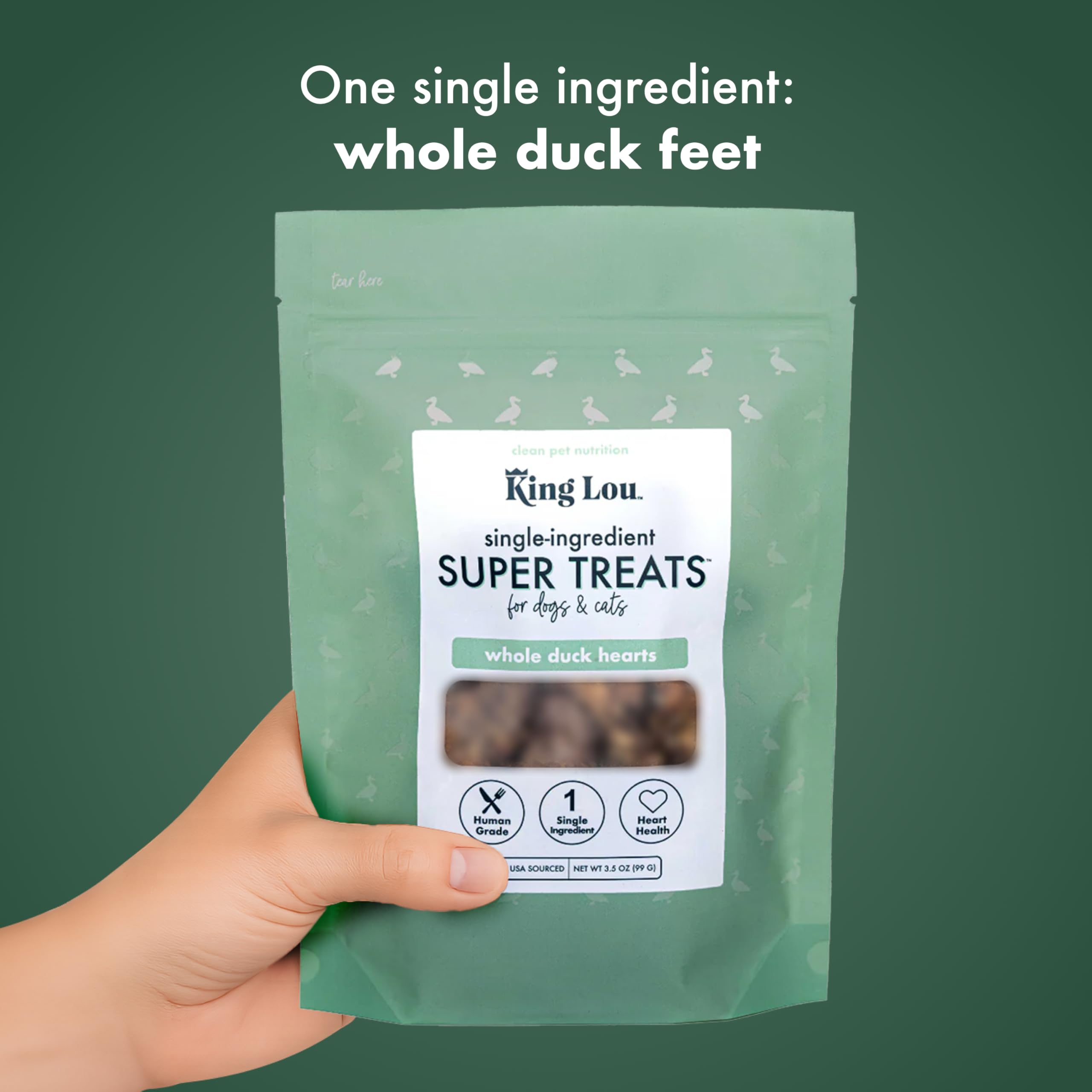 King Lou Pets label highlights taurine, zinc, iron for pet nutrition.