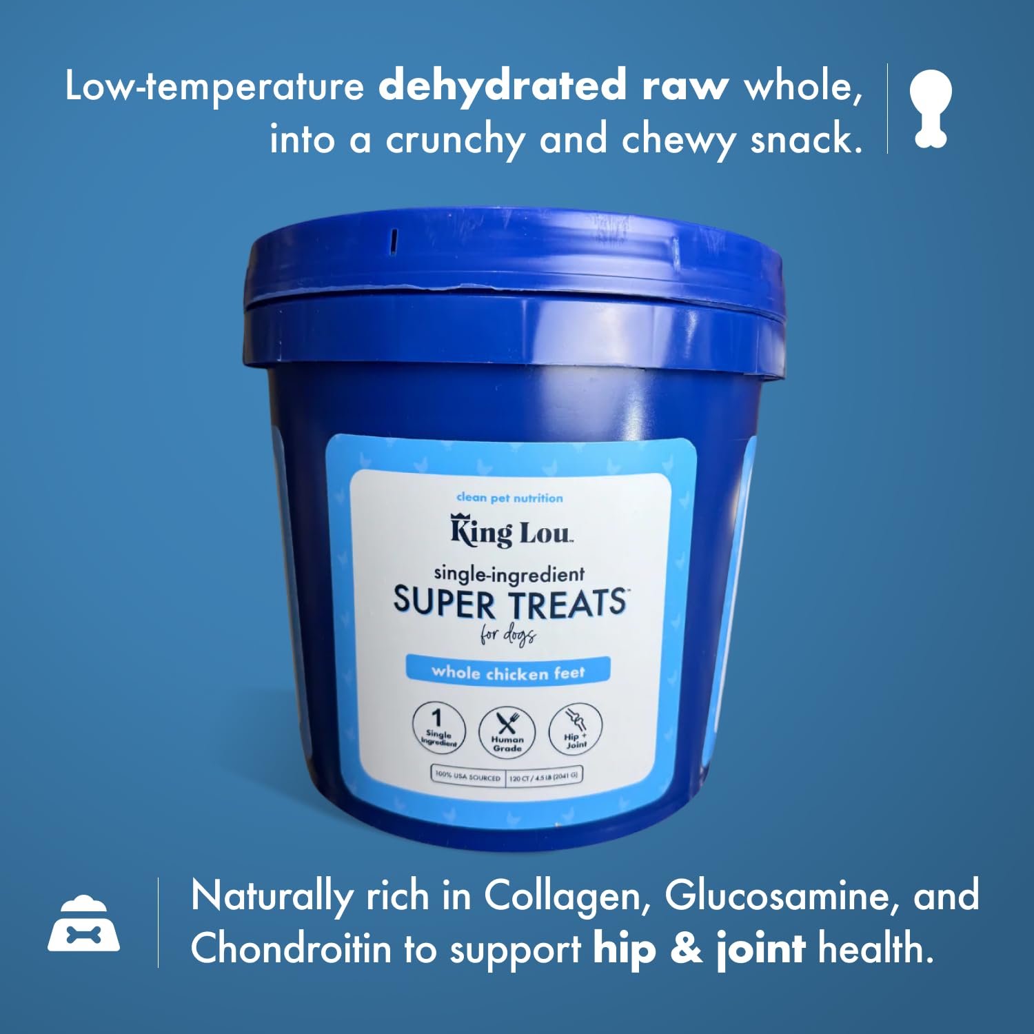 King Lou Shelf-Stable Protein Snack image suggests long-lasting storage-ready chews