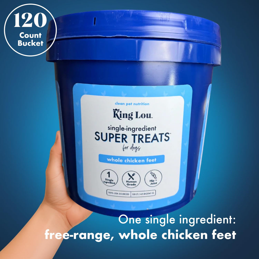 King Lou Single-Ingredient Dog Treat image showing clean, grain-free chicken feet chews