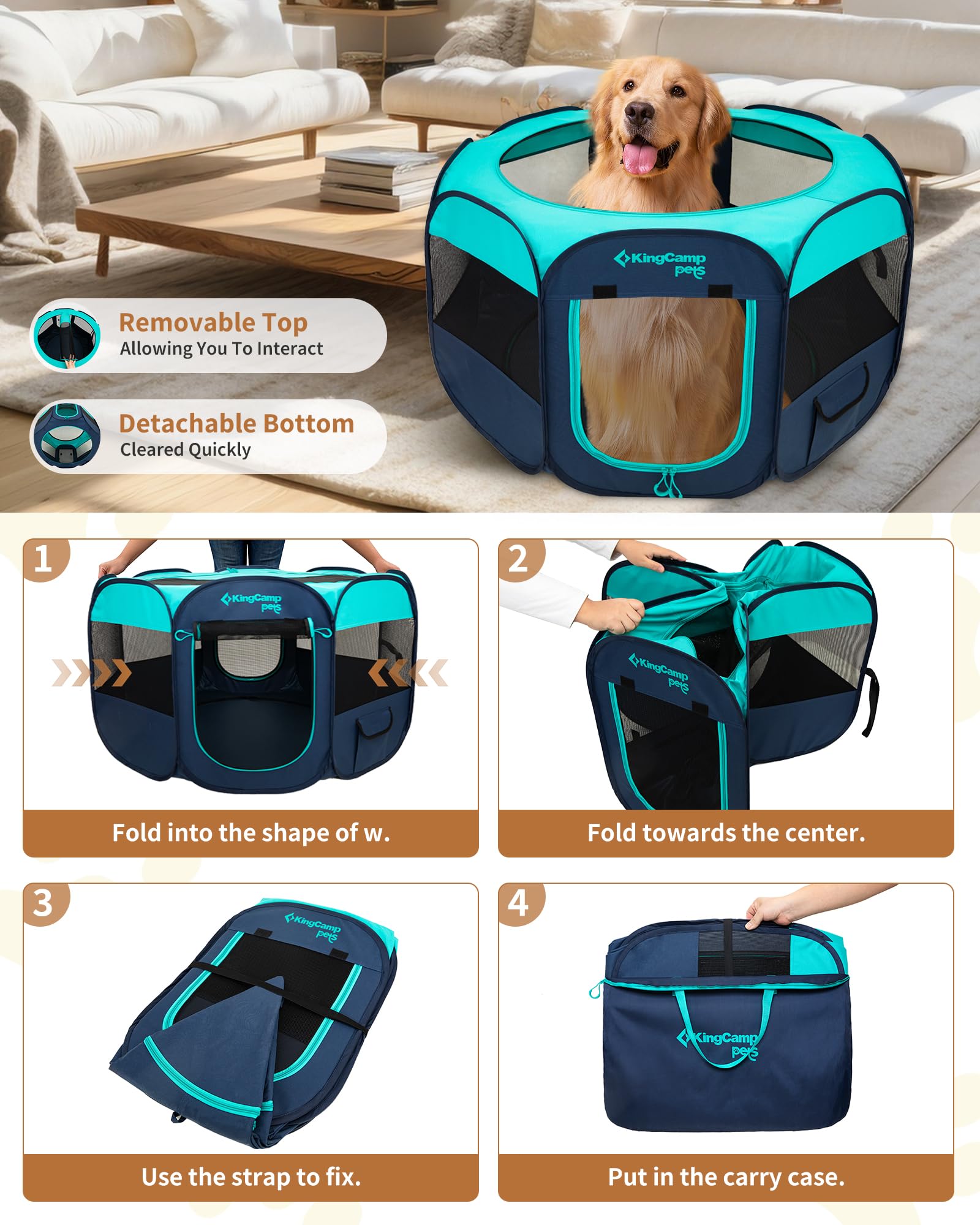 KingCamp dog playpen dual doors showcase convenient entry and exit options.
