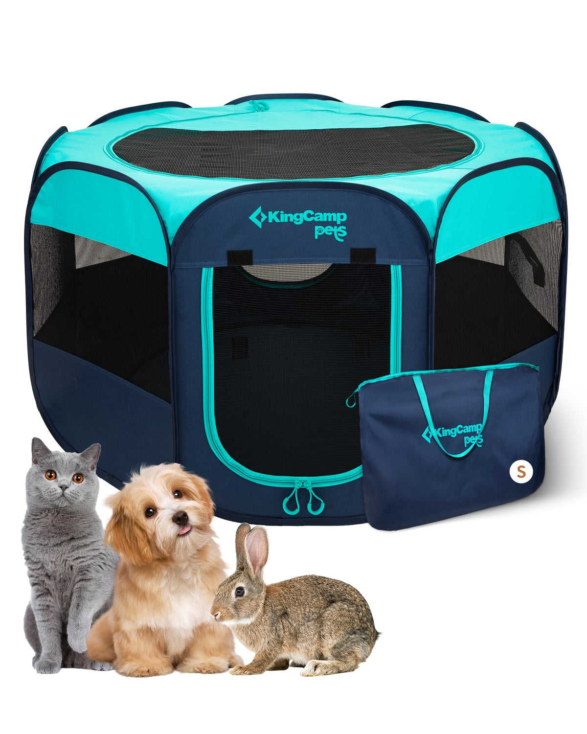 KingCamp dog playpen pop-up setup demonstrates quick assembly for on-the-go adventures.