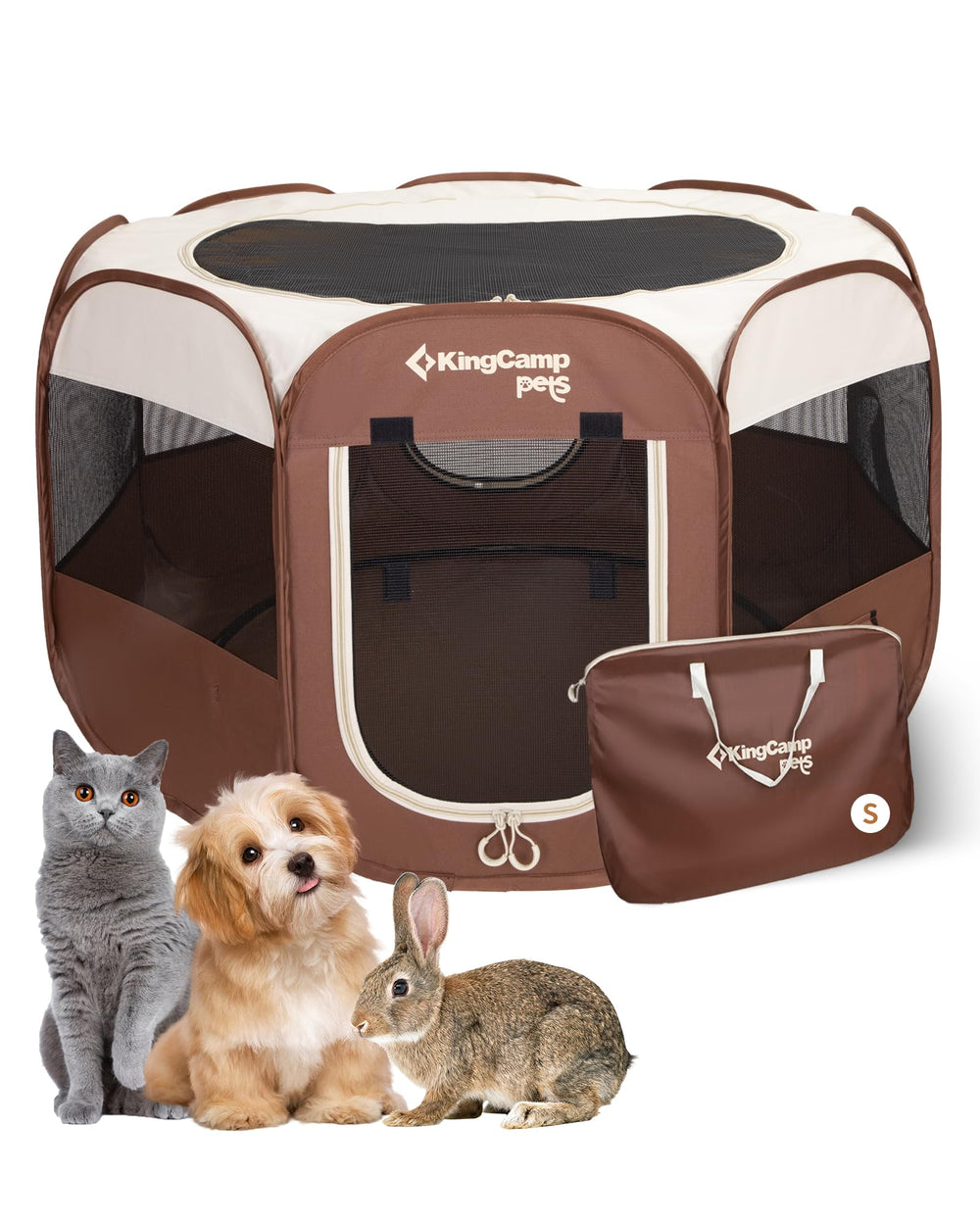 KingCamp dog playpen pop-up setup for quick outdoor playtime