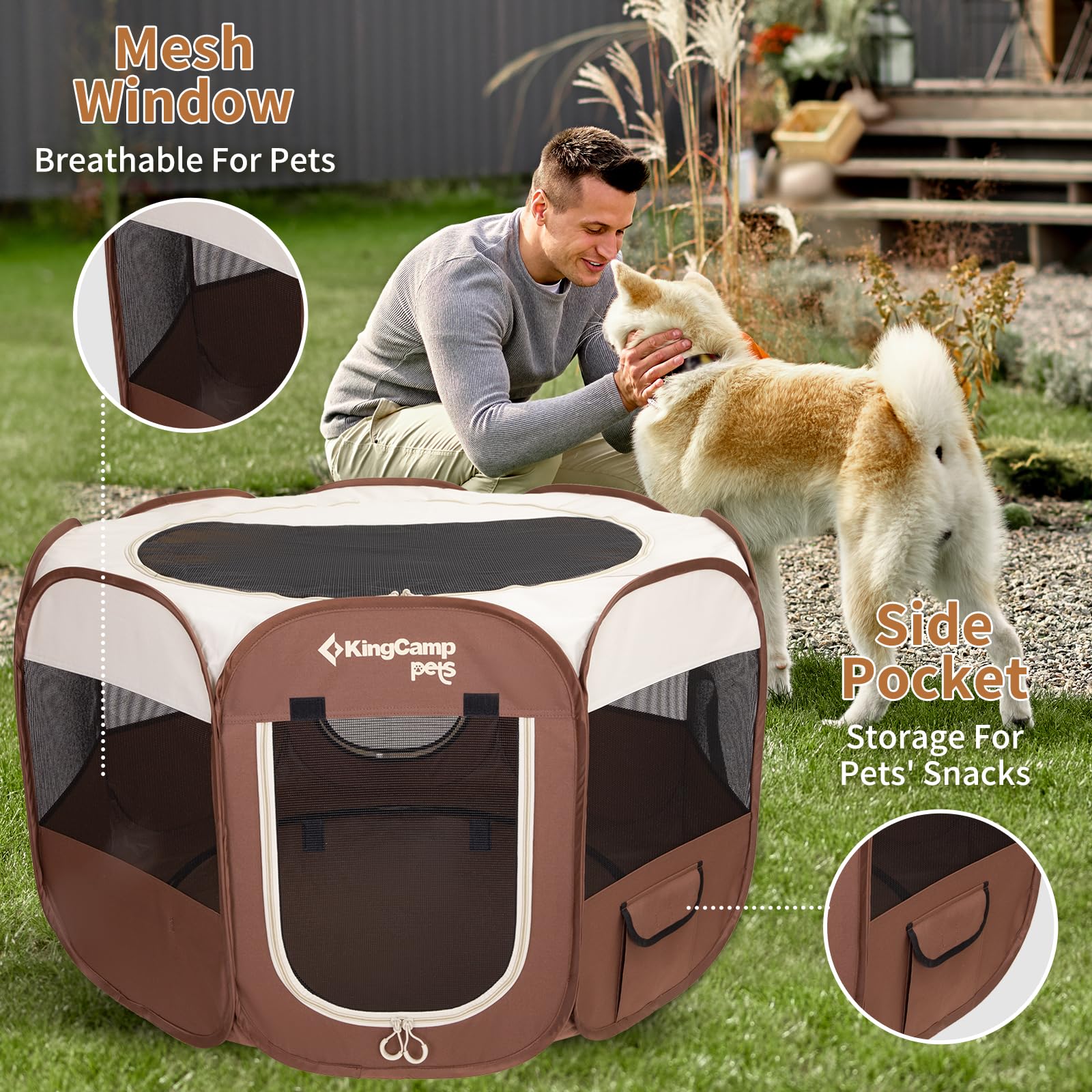 KingCamp dog playpen full ventilation with mesh sides for airy comfort